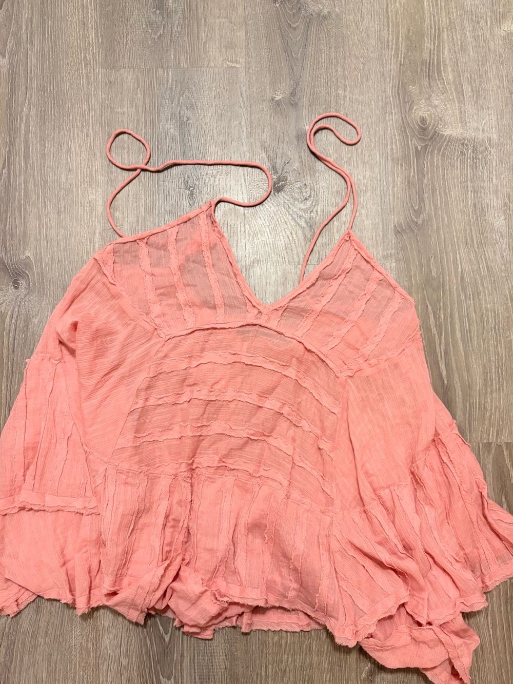 Free people Lightweight Pink Crinkled V-Neck Spaghetti Strap Dress